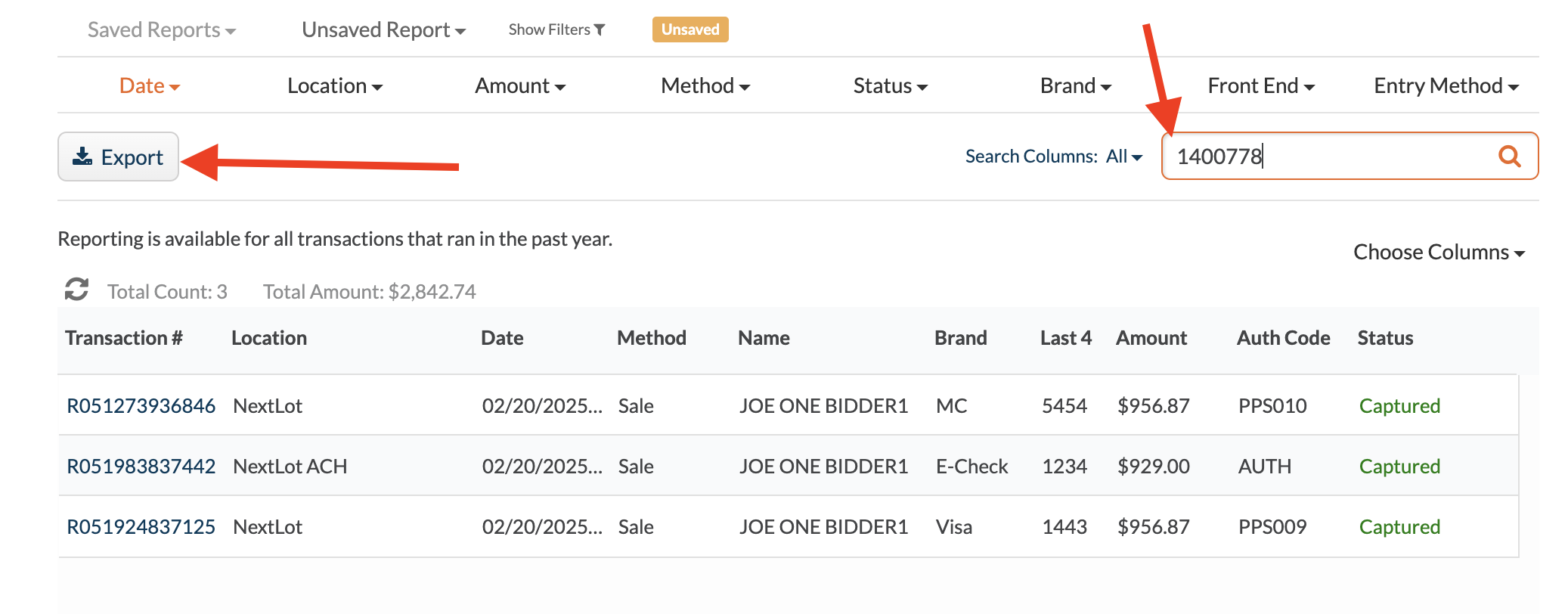Searching Transactions by Auction ID2